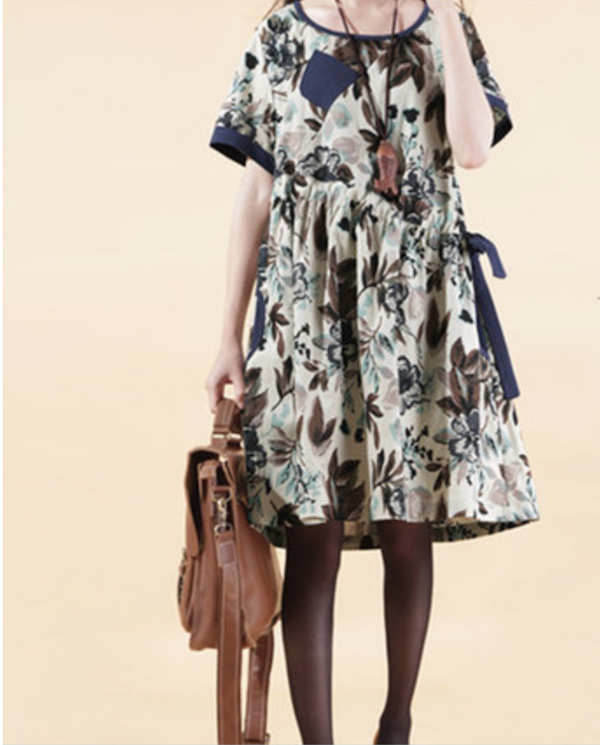 WD5860 Fashion Floral Dress Blue