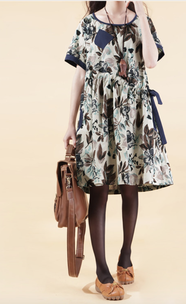 WD5860 Fashion Floral Dress Blue
