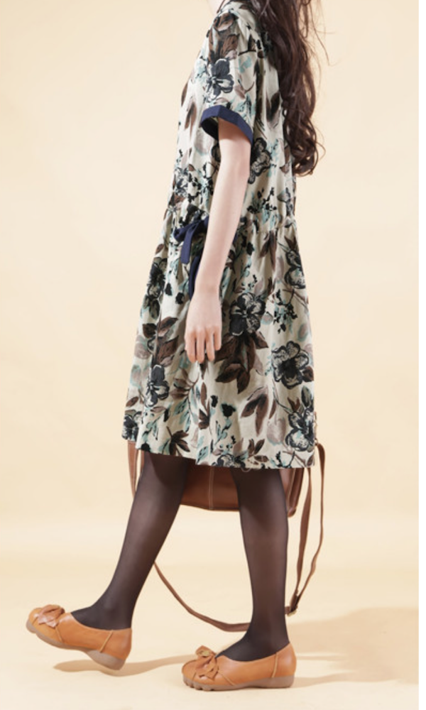 WD5860 Fashion Floral Dress Blue
