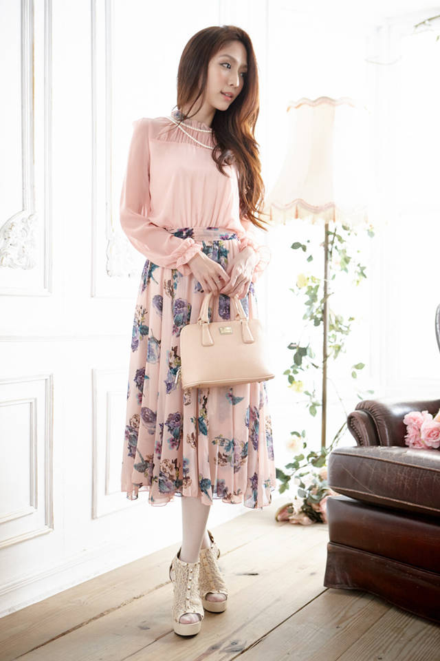 WD7610 Lovely Floral Dress Pink