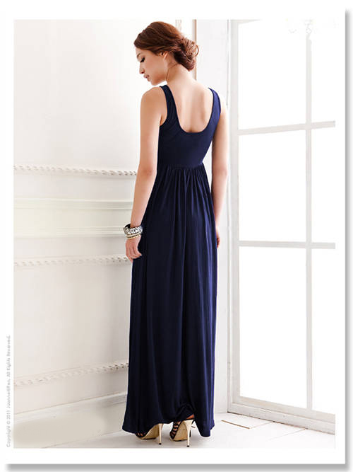 WD7611 Women Sequin Maxi Dress Blue