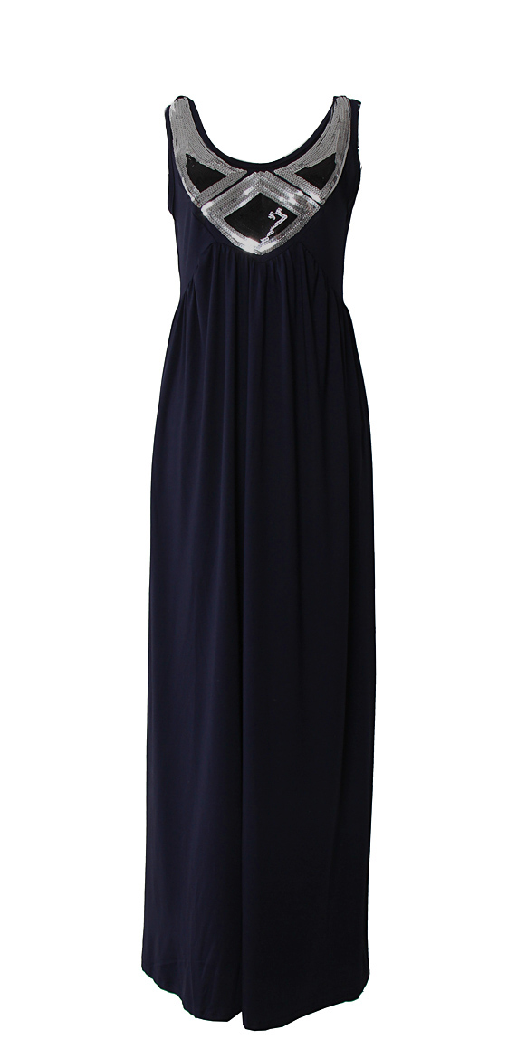 WD7611 Women Sequin Maxi Dress Blue