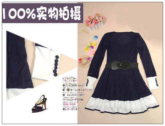 WD7621 Women Casual Dress Dark Blue