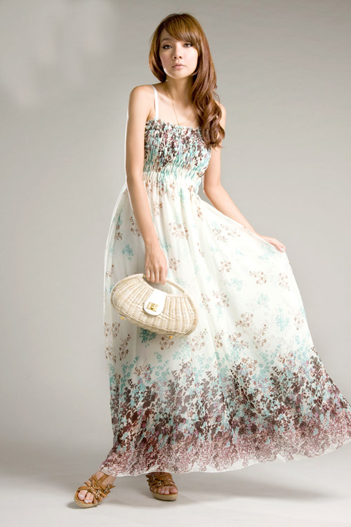 WD7622 Women Bohemia Beach Dress White