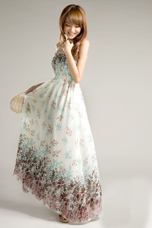 WD7622 Women Bohemia Beach Dress White