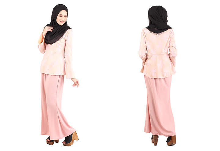 QA-420 Modern Lace Baju Kurung Pink