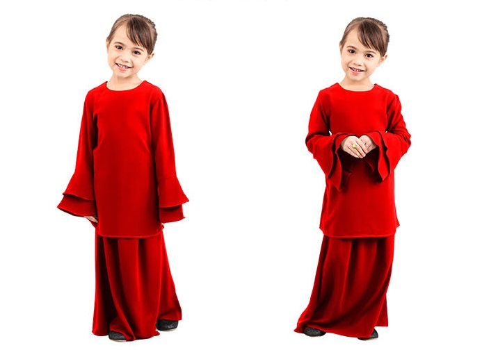 QA-427 Kids Lovely Baju Kurung Red