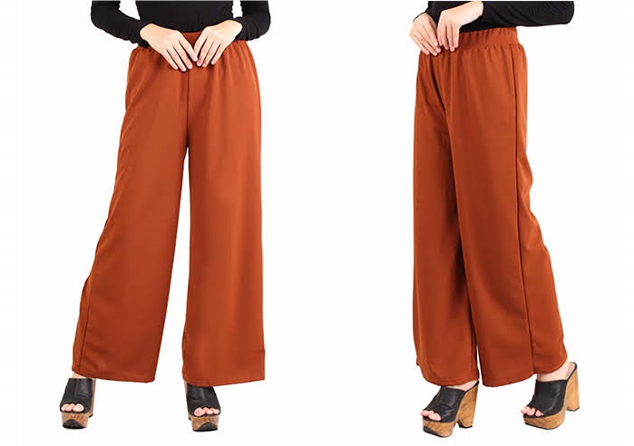 QA-440 Women Flare Palazzo Brown