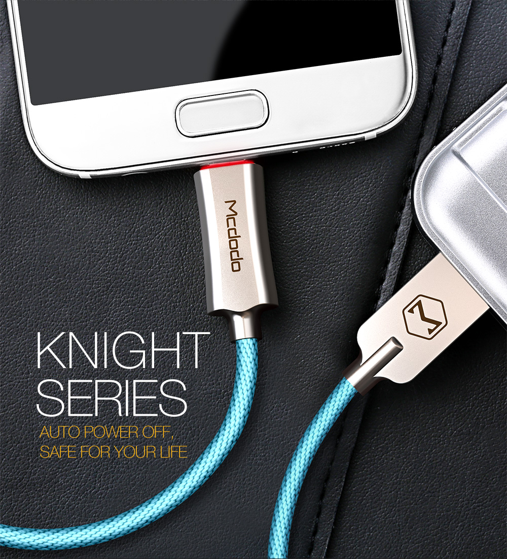 Micro USB Smart LED Auto-Disconnect Cable (Black)