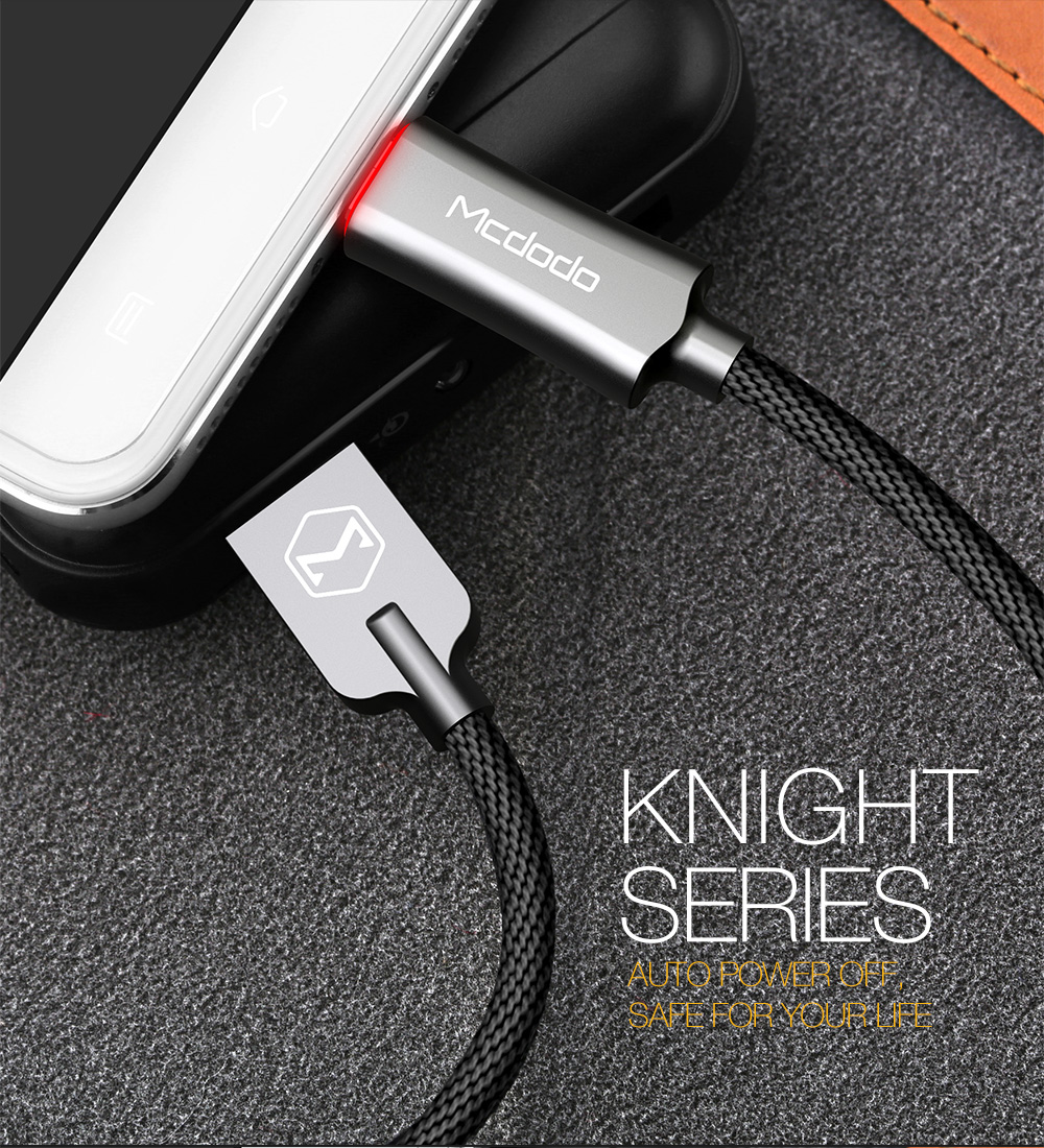 Micro USB Smart LED Auto-Disconnect Cable (Black)