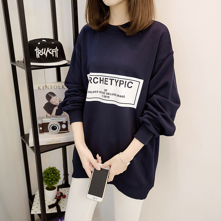 VW12336 Fashion Loose Top Dark Blue
