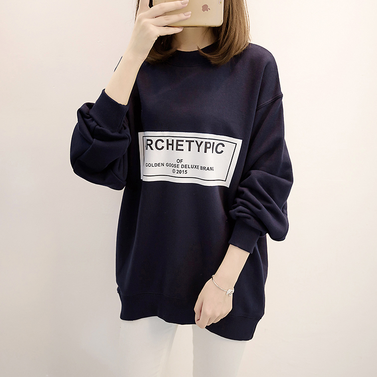 VW12336 Fashion Loose Top Dark Blue