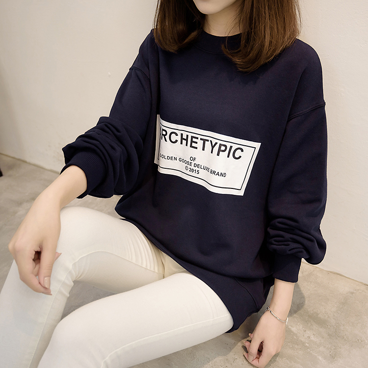 VW12336 Fashion Loose Top Dark Blue