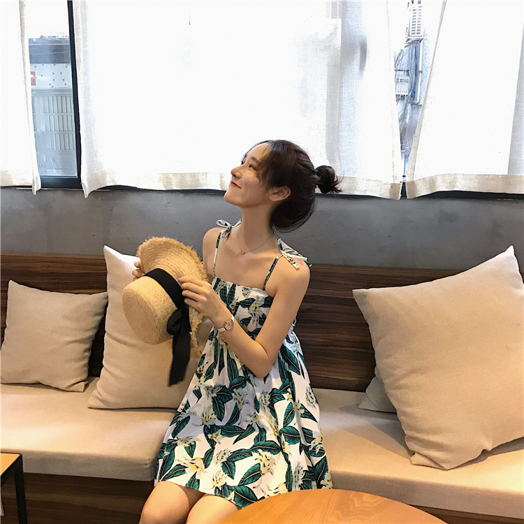 VW12339 Lovely Printed Strap Dress As Picture