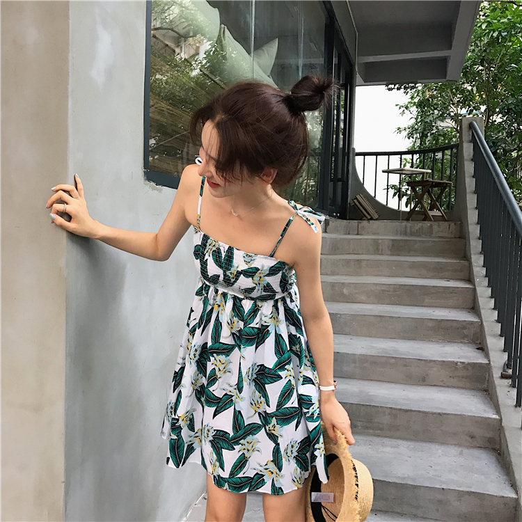 VW12339 Lovely Printed Strap Dress As Picture