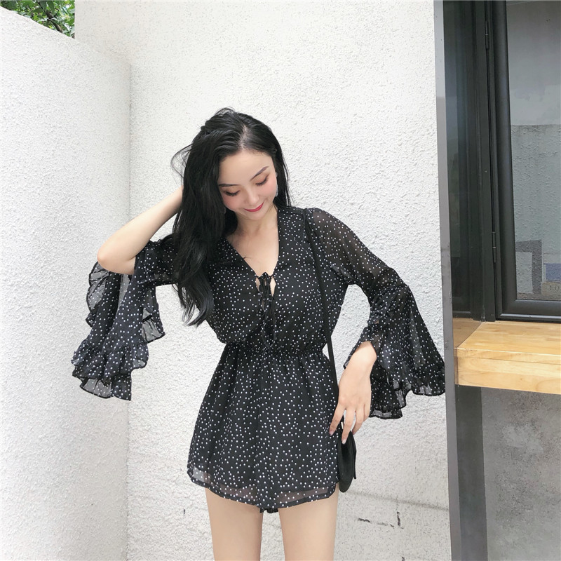 VW12347 Charming Floral Jumpsuit Black