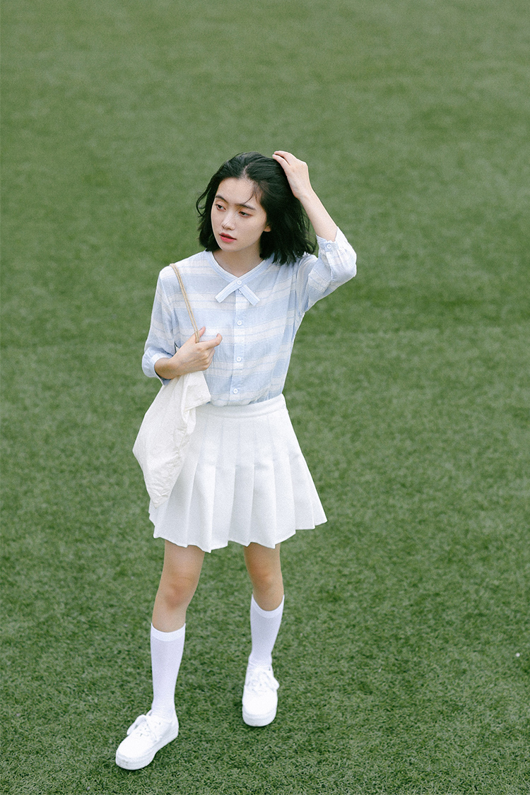 VW12323 Sweet Checker Top Blue