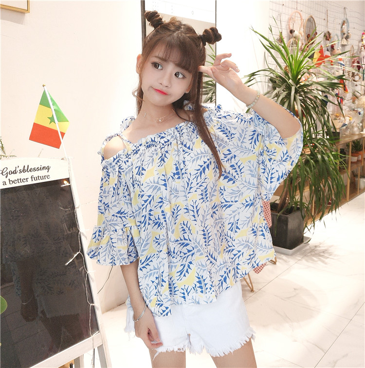 VW12324 Charming Printed Top Blue