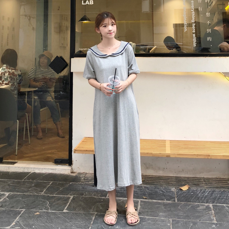 VW12325 Stylish Collar Dress Grey