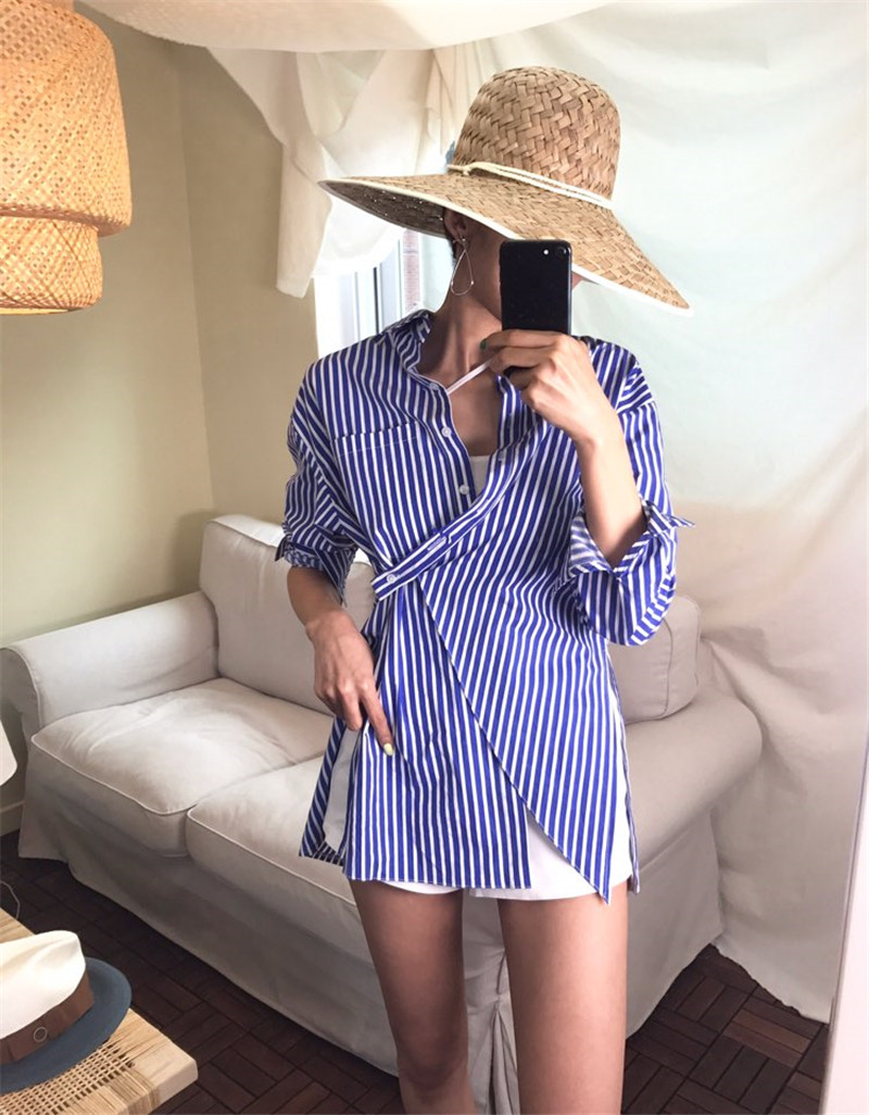 VW12326 Fashion Stripe Top Blue