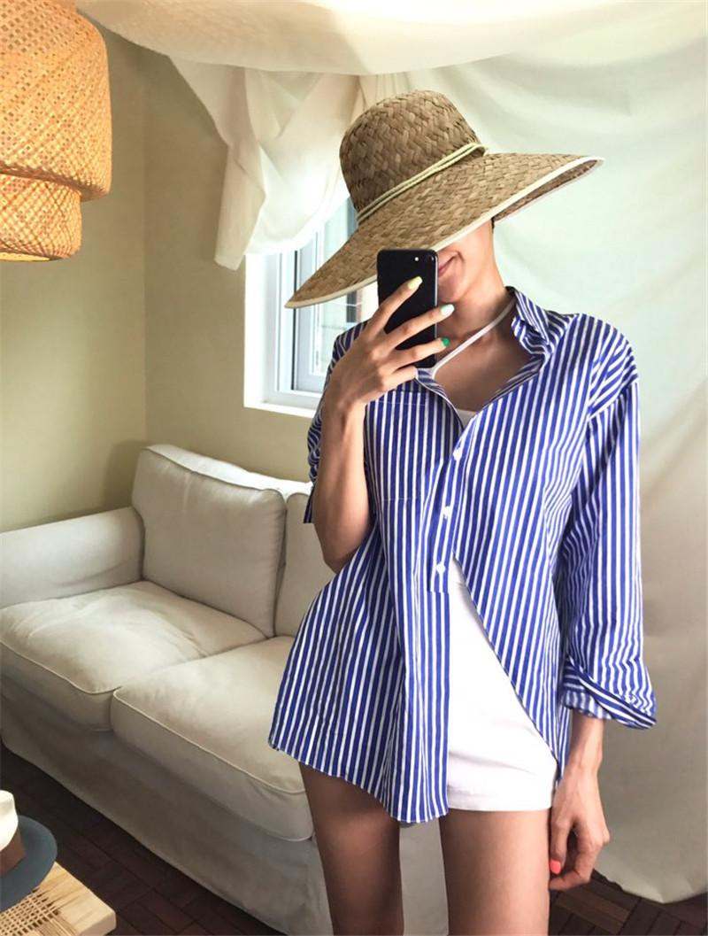 VW12326 Fashion Stripe Top Blue