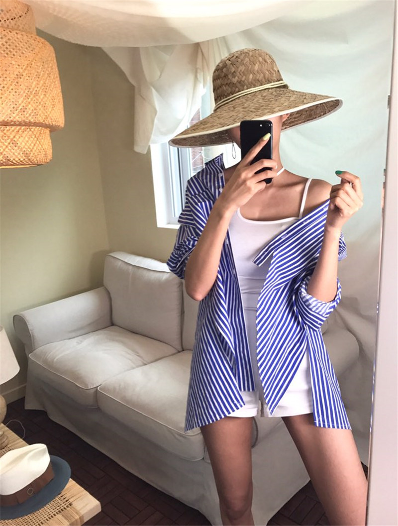 VW12326 Fashion Stripe Top Blue