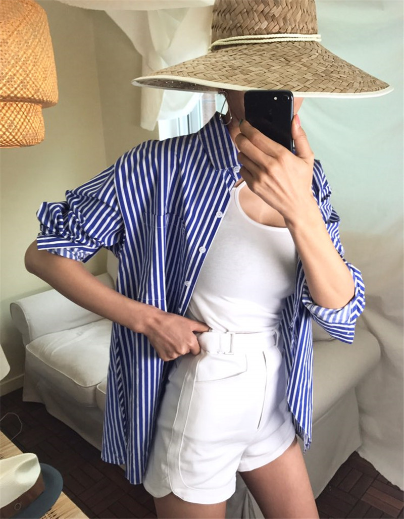 VW12326 Fashion Stripe Top Blue