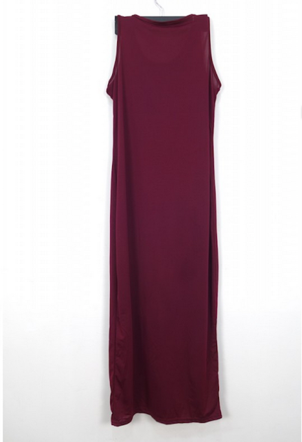 WD21541 Cat Printed Dress Maroon