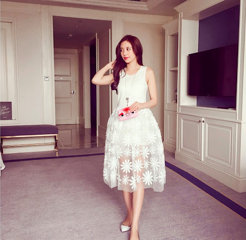 WD21542 Sweet Puffy Lace Dress White