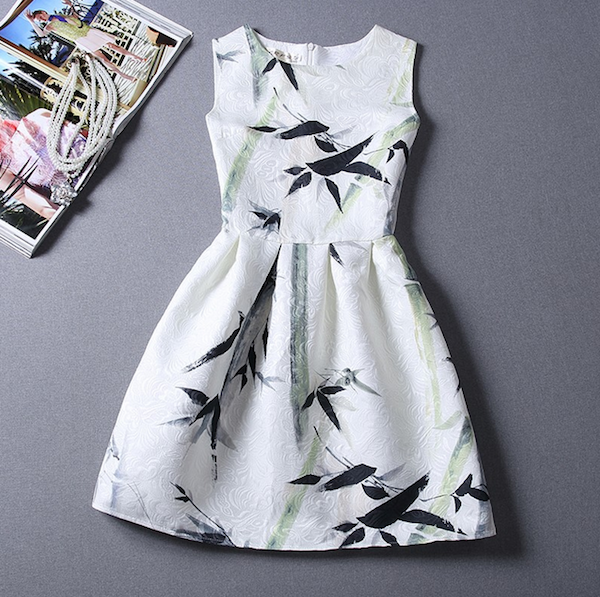 WD21553 Bamboo Print Dress As Picture