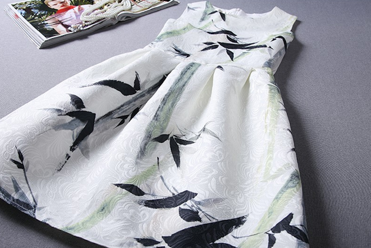 WD21553 Bamboo Print Dress As Picture