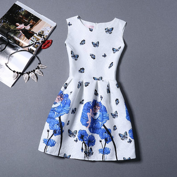 WD21555 Sweet Rose Dress Blue
