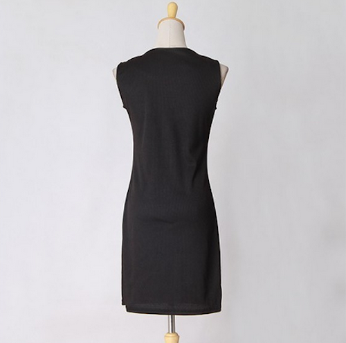 WD21559 Sequin Neck Bodycon Dress Black