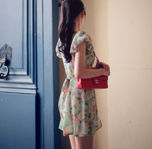 WD21563 Sweet Floral A-Line Dress As Picture