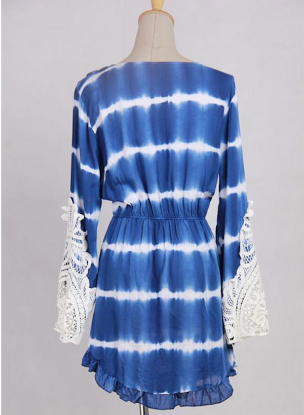 WD21581 Europe Drawstring Dress Blue