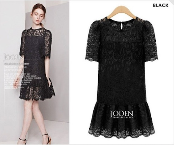 WD21605 Europe Lace Dress Black