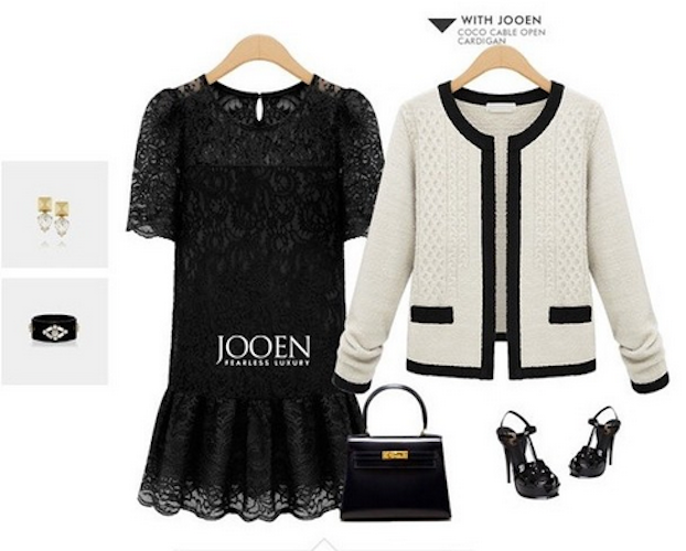 WD21605 Europe Lace Dress Black
