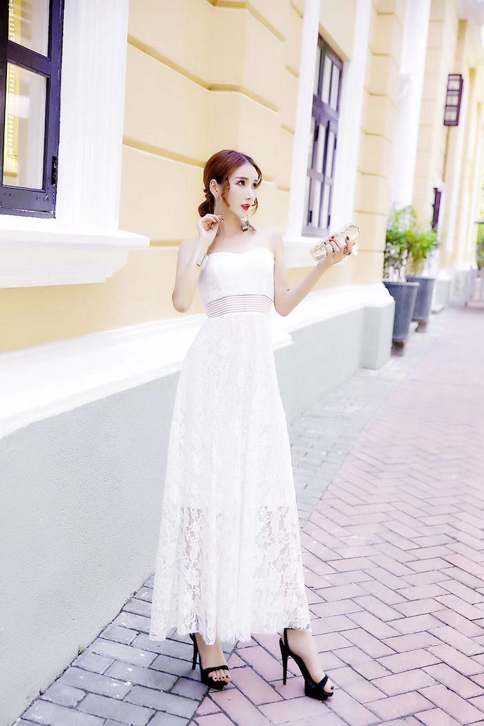 GW2253 Pretty Maxi Lace Dress White
