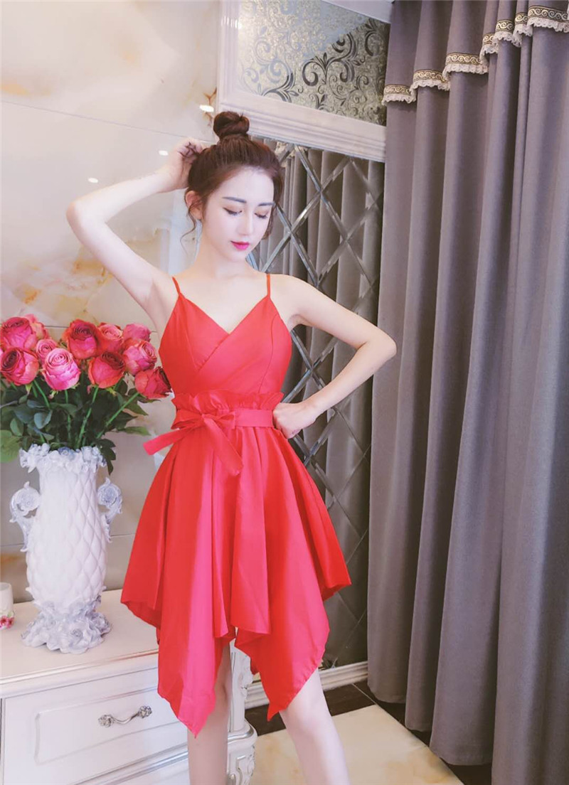 GW2257 Charming Strap Dress Red