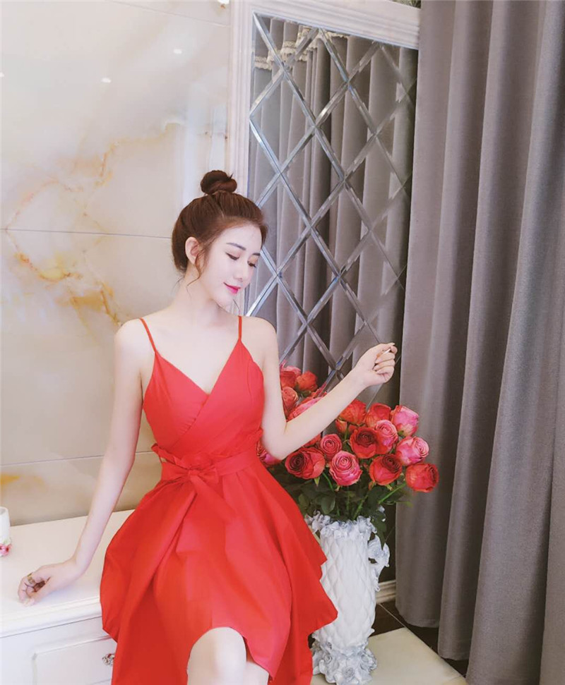GW2257 Charming Strap Dress Red