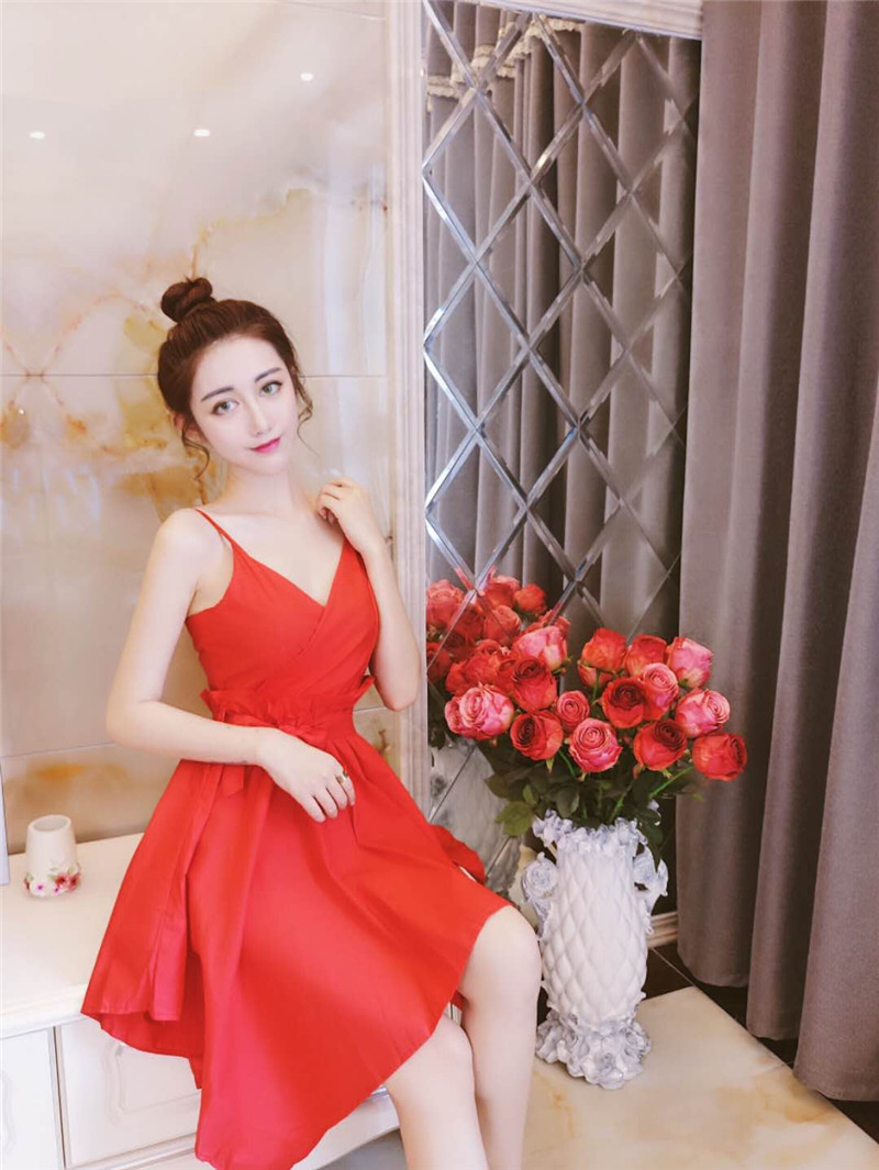 GW2257 Charming Strap Dress Red