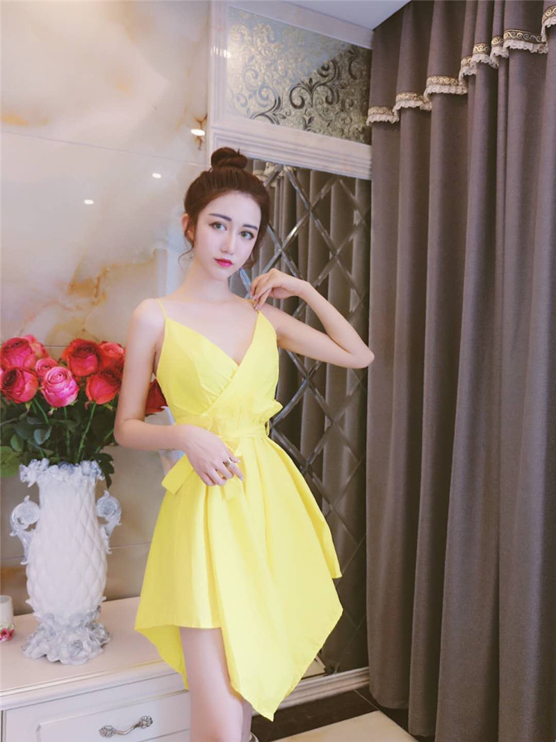 GW2257 Charming Strap Dress Yellow