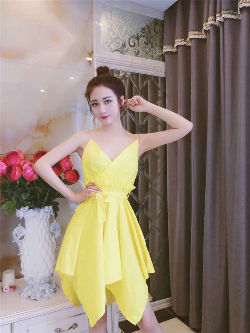 GW2257 Charming Strap Dress Yellow