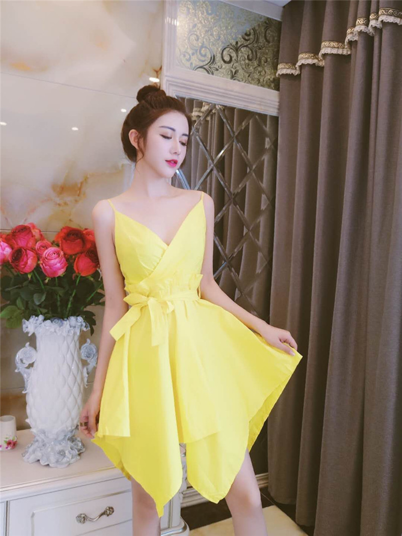 GW2257 Charming Strap Dress Yellow