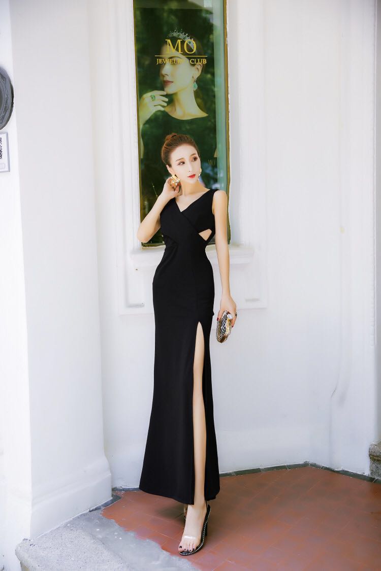 GW2258 Elegant Maxi Dress Black