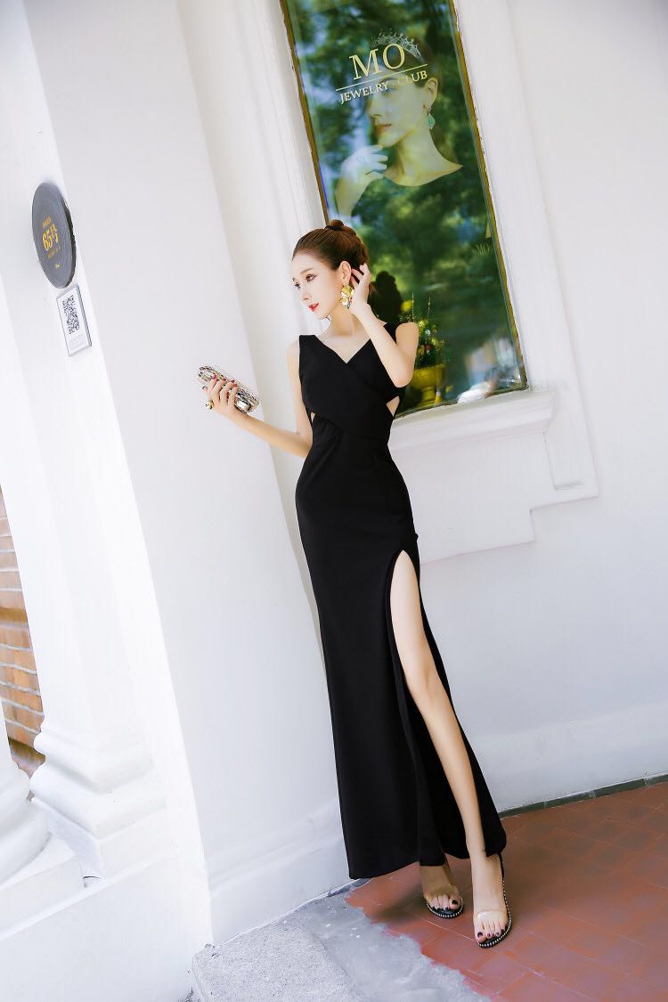 GW2258 Elegant Maxi Dress Black