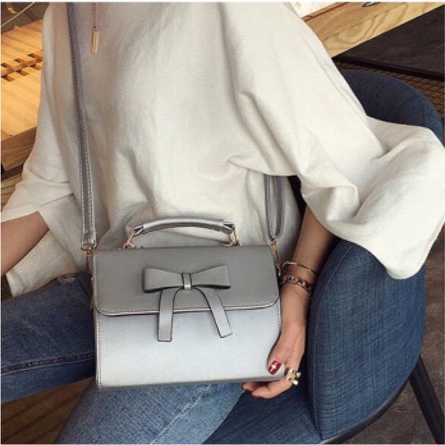 KW80355 Ribbon Sling Bag Grey