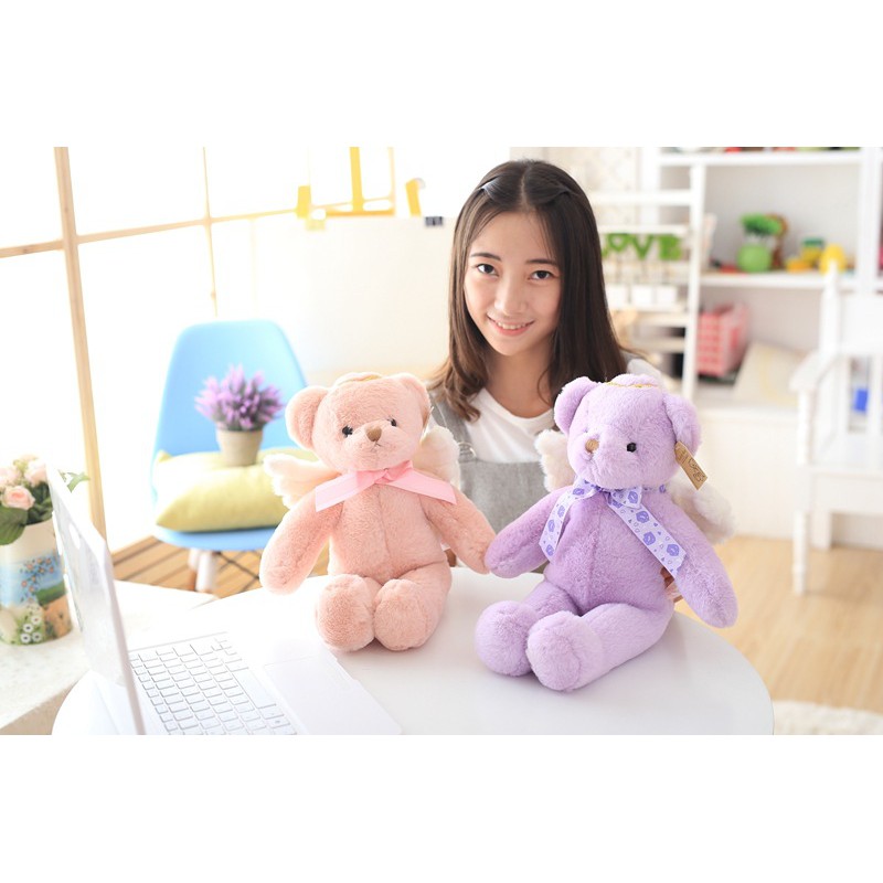 HM 854 Cute Angel Teddy Bear Purple