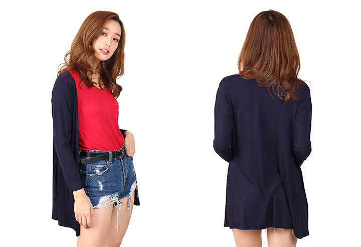 QA-462 Casual Ladies Cardigan Navy Blue