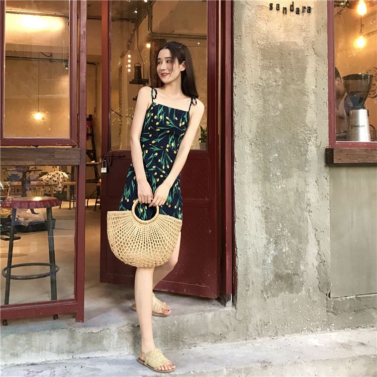 VW12355 Pretty Printed Strap Dress As Picture